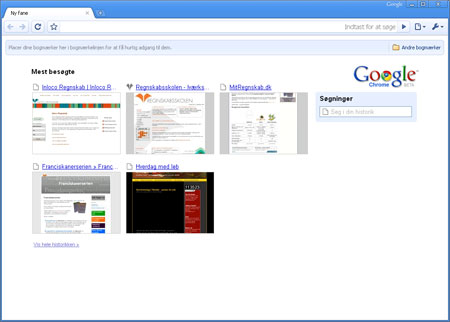 Min Google Chrome efter 1. besøg
